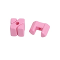 Pair of glossy pink acrylic interlocking puzzle cube beads with center holes for DIY crafts - Small-Pink