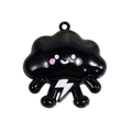 Cartoon black cloud pendant with cute smile and white lightning bolt for DIY charms - Black