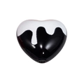 Black and white acrylic heart bead with glossy glazed finish for DIY jewelry making - Drip Glazed Heart / Black