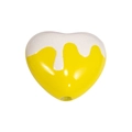 DIY colorful acrylic heart bead in yellow with white drip glaze finish for jewelry making - Drip Glazed Heart / Yellow