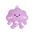 Purple smiling cloud charm with white lightning pattern and glossy finish for DIY crafts - Purple