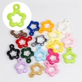 Colorful 16x21mm five-petal flower pendants for DIY jewelry making in various vibrant colors - Colorful Floral