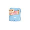 DIY acrylic cat bead charm in pink striped outfit on blue base for jewelry making - Square Candy / Animal - Light Blue