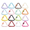 Colorful triangle spring ring carabiners with floral charms in 16 assorted colors - Triangle Flower / Random Color