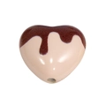 DIY heart bead accessory featuring cream white base and dark brown chocolate drip finish - Drip Glazed Heart / Milk Tea