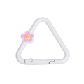 White triangle spring clasp with pink flower charm for DIY keychain accessories - Triangle Flower / White