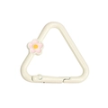 Triangle spring ring clasp in cream enamel with a small pink floral charm for DIY crafts - Triangle Flower / Off White