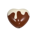 Brown heart acrylic bead with cream glaze finish and hole for DIY jewelry making - Drip Glazed Heart / Dark Coffee
