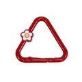 Red triangular spring ring keychain with small white flower charm for DIY accessories - Triangle Flower / Red