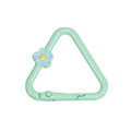 Triangle carabiner clip in light green with a small blue flower for DIY keychains - Triangle Flower / Milky Green