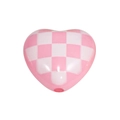 Pink and white checkerboard acrylic heart bead with center hole for DIY jewelry - Checkerboard Pattern Heart / Light Pink