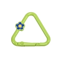 Triangle carabiner spring ring in light green with a blue yellow flower accent - Triangle Flower / Fruit Green
