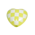Yellow and white checkered heart-shaped acrylic bead for DIY jewelry and keychain - Checkerboard Pattern Heart / Fruit Green