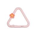 Pink triangular spring clip with small orange flower accessory for DIY keychains - Triangle Flower / Light Pink