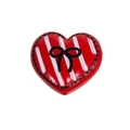 Rood-wit gestreepte hartkraal met zwarte strik voor DIY-sieraden en sleutelhangeraccessoires - Rood