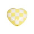 Yellow and white checkerboard pattern heart-shaped acrylic bead for DIY jewelry - Checkerboard Pattern Heart / Yellow