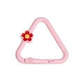 Pink triangle carabiner clip with a small flower charm for DIY keychain accessories - Triangle Flower / Light Pink
