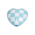Blue and white checkerboard acrylic heart bead with hole for DIY jewelry making - Checkerboard Pattern Heart / Blue