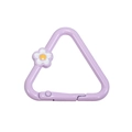 Purple triangle spring hook keychain with white flower charm and glossy paint finish - Triangle Flower / Light Purple