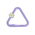 Purple triangle spring carabiner keychain with small green flower charm DIY accessory - Triangle Flower / Deep purple