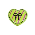 Perla cuore in acrilico verde con strisce rosa e fiocco nero per creazione gioielli fai-da-te - Verde mela