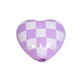 Purple and white checkerboard heart-shaped acrylic bead with hole for DIY jewelry making - Checkerboard Pattern Heart / Purple
