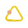 Yellow triangle carabiner keychain with a purple flower charm for DIY bag accessories - Triangle Flower / Yellow