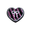 Perla a cuore in acrilico nero con strisce rosa e fiocco bianco per creazione gioielli DIY - Nero