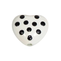 Acrylic heart bead with black polka dots for DIY jewelry and phone chain making - Polka Dot Heart / White