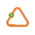 Orange triangle carabiner with green flower charm for DIY keychains and bag accessories - Triangle Flower / Orange