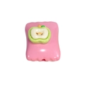 Pink acrylic rectangular bead with green 3D apple detail for DIY jewelry and phone chains - Square Candy / Fruit - Light Peach