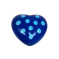 Deep blue heart-shaped acrylic bead with light blue polka dots for DIY jewelry making - Polka Dot Heart / Sapphire Blue
