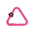 Pink triangle carabiner clip with small flower charm for DIY keychains and accessories - Triangle Flower / Rose Red
