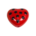 Red acrylic heart bead with black polka dots and pre-drilled hole for DIY jewelry - Polka Dot Heart / Red