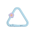 Light blue triangle carabiner key ring with pink flower charm for DIY accessories - Triangle Flower / Light Blue