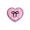 Perla a cuore rosa con strisce bianche e fiocco nero per creazioni di gioielli DIY - Rosa Chiaro