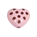 Pink heart-shaped acrylic bead with brown polka dots for DIY jewelry and phone chain - Polka Dot Heart / Pink