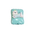 Cute white cartoon cat with blue unicorn star pajamas on mint green acrylic base - Square Candy / Animal - Emerald Green