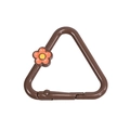 Brown triangle spring ring with orange flower charm for DIY keychain accessories - Triangle Flower / Dark Coffee