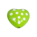 Grass green heart acrylic bead with white polka dots for DIY jewelry and necklaces - Polka Dot Heart / Fruit Green