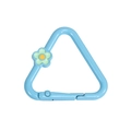 Sky blue triangle spring ring with a small flower charm for DIY keychain accessory - Triangle Flower / Dark Blue