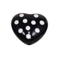 Polka dot heart shaped acrylic bead in black and white finish for DIY jewelry - Polka Dot Heart / Black