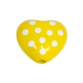 Polka dot heart bead in bright yellow for DIY jewelry making and phone chain - Polka Dot Heart / Yellow