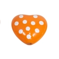 Polished heart-shaped acrylic bead in bright orange with white polka dots for DIY jewelry - Polka Dot Heart / Orange