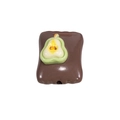 Deep brown acrylic square bead featuring a green avocado design for DIY jewelry - Square Candy / Fruit - Dark Coffee