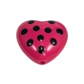 Pink heart acrylic bead with black polka dots and center hole for jewelry DIY - Polka Dot Heart / Rose Red