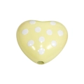 Acrylic heart bead with yellow base and white polka dots for DIY jewelry making - Polka Dot Heart / Light Yellow
