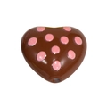 Chocolate heart acrylic bead with pink glitter polka dots and pre-drilled hole for DIY - Polka Dot Heart / Dark Coffee