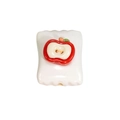DIY acrylic square white wavy base bead with 3D red apple design for jewelry making - Square Candy / Fruit - White