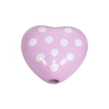 DIY light pink heart-shaped acrylic bead with white polka dots and hole for jewelry - Polka Dot Heart / Purple